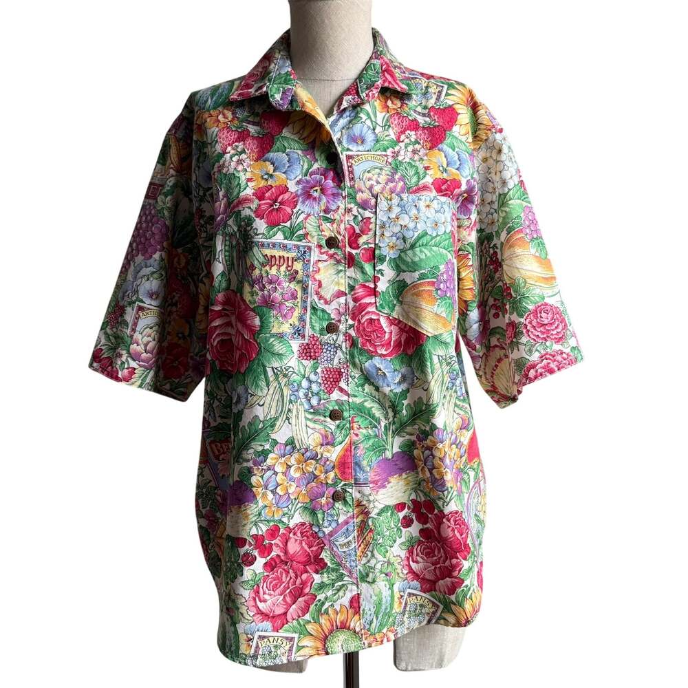 American Vintage Floral Print Cotton Button-Up Shirt M